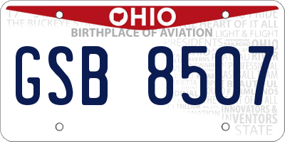 OH license plate GSB8507