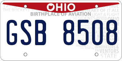 OH license plate GSB8508