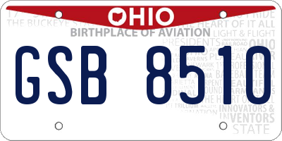 OH license plate GSB8510