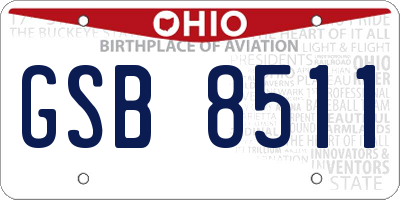 OH license plate GSB8511