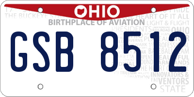 OH license plate GSB8512