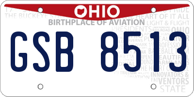 OH license plate GSB8513