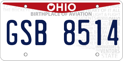 OH license plate GSB8514