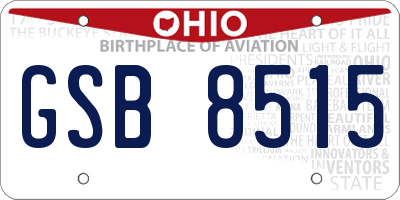 OH license plate GSB8515