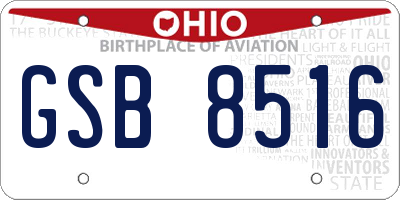 OH license plate GSB8516