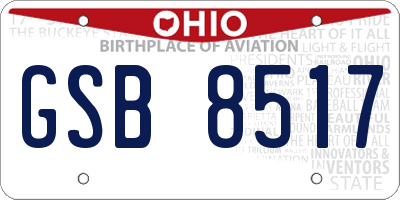 OH license plate GSB8517