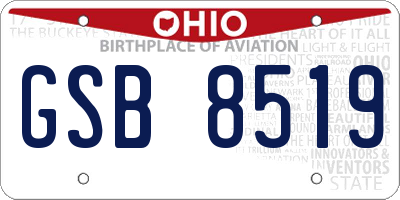 OH license plate GSB8519