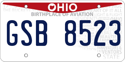 OH license plate GSB8523