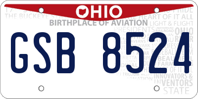 OH license plate GSB8524