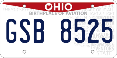 OH license plate GSB8525