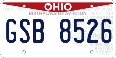 OH license plate GSB8526