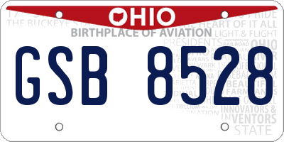 OH license plate GSB8528