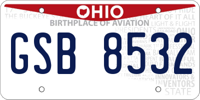 OH license plate GSB8532