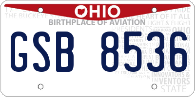 OH license plate GSB8536