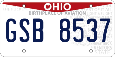 OH license plate GSB8537