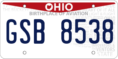 OH license plate GSB8538