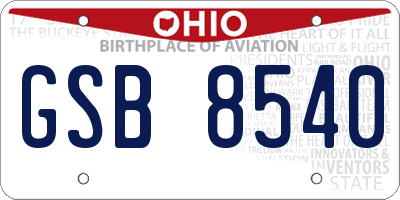 OH license plate GSB8540