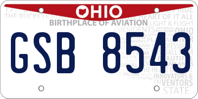 OH license plate GSB8543