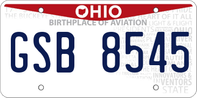 OH license plate GSB8545