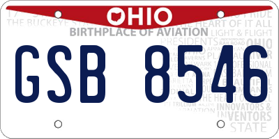 OH license plate GSB8546