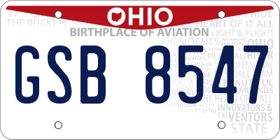 OH license plate GSB8547