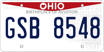 OH license plate GSB8548