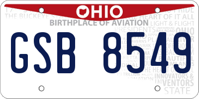 OH license plate GSB8549