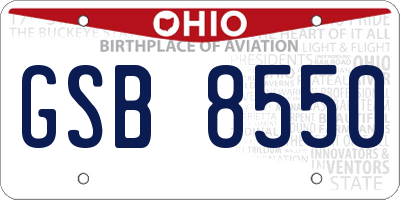 OH license plate GSB8550