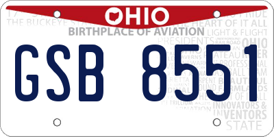 OH license plate GSB8551