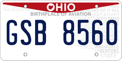 OH license plate GSB8560