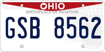 OH license plate GSB8562