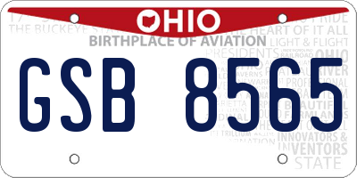 OH license plate GSB8565