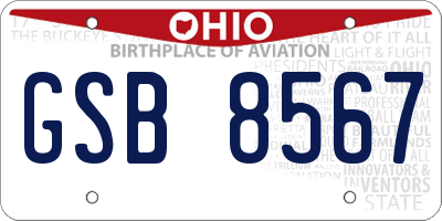 OH license plate GSB8567