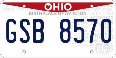 OH license plate GSB8570