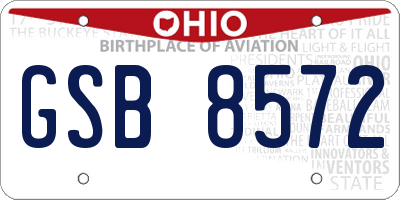 OH license plate GSB8572