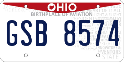 OH license plate GSB8574