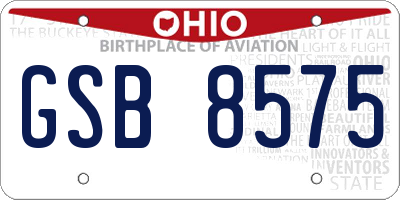 OH license plate GSB8575