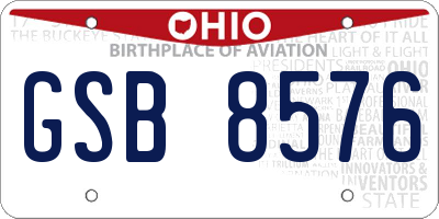 OH license plate GSB8576