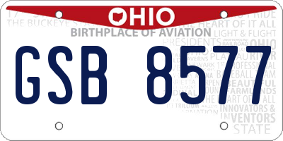 OH license plate GSB8577