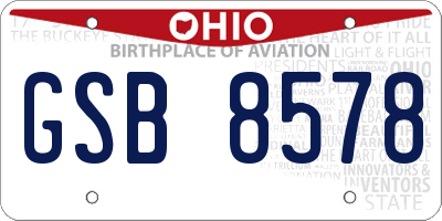 OH license plate GSB8578