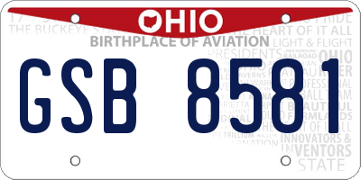 OH license plate GSB8581