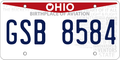 OH license plate GSB8584