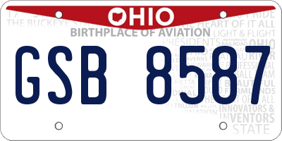 OH license plate GSB8587