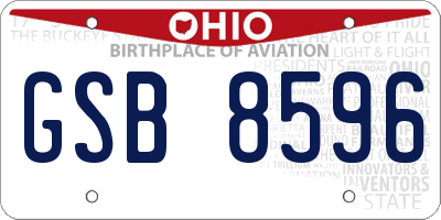 OH license plate GSB8596