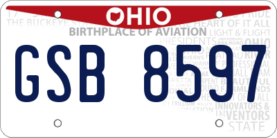 OH license plate GSB8597