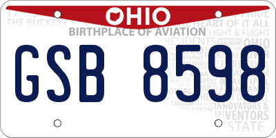 OH license plate GSB8598