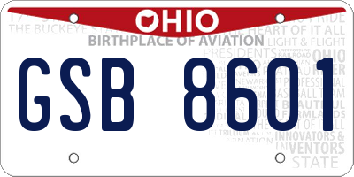 OH license plate GSB8601