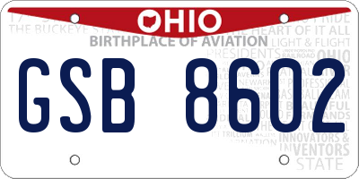 OH license plate GSB8602