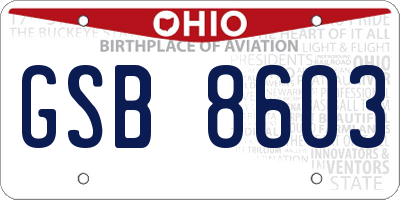 OH license plate GSB8603