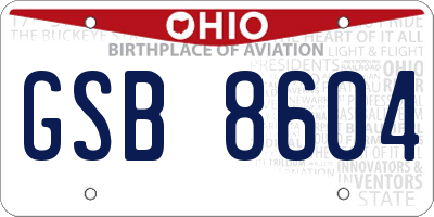 OH license plate GSB8604